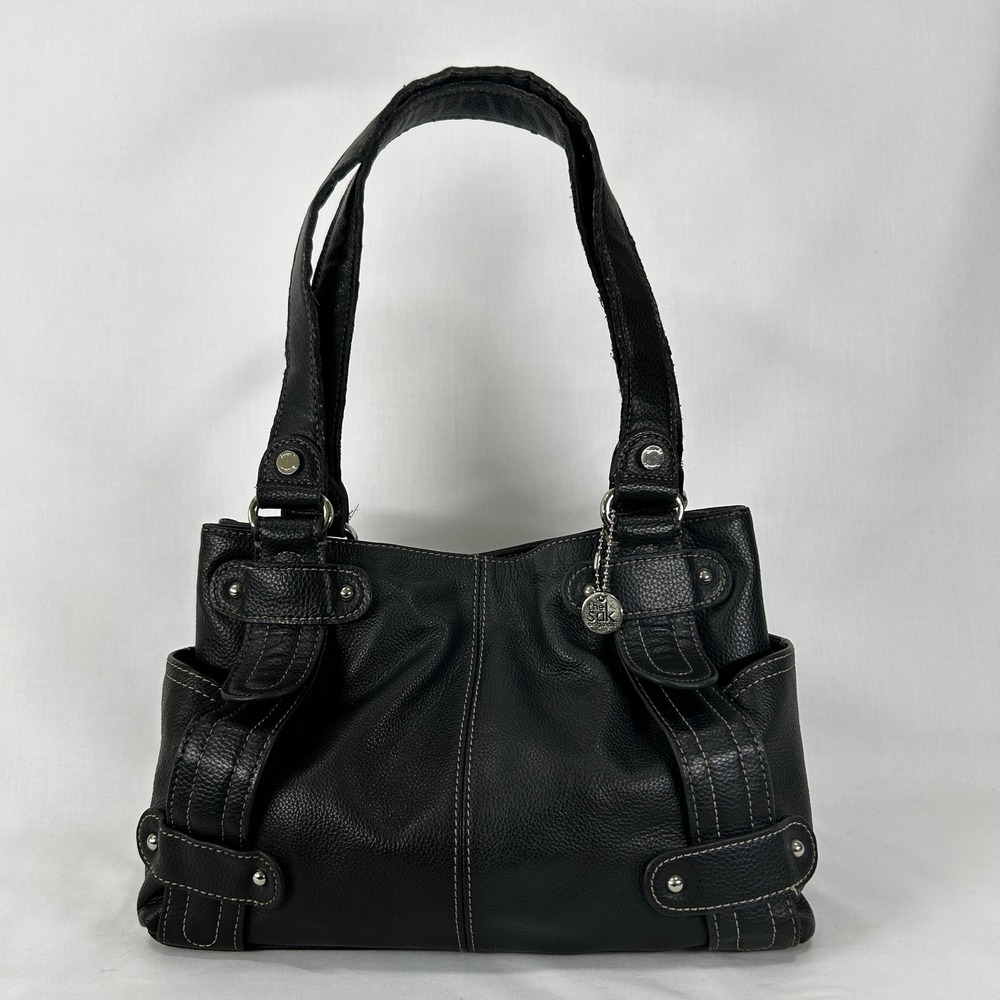 The Sak Black Pebbled Leather Shoulder Bag Tote Purse